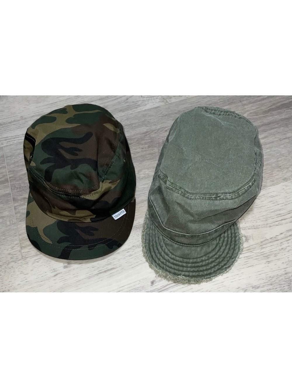 Trooper Camouflage and Olive Green Cotton Caps Set